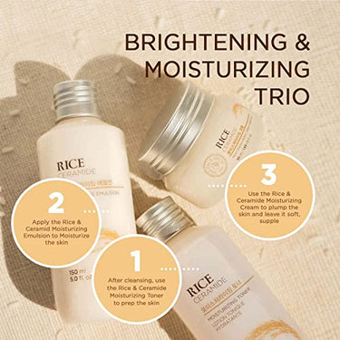 The Face Shop Rice & Ceramide Moisturizing Cream with Rice Extracts for Skin Brightening | Ceramide Moisturizer For Skin Barrier Repair | Paraben & Paraffins Free, Korean skin care products, 50ml